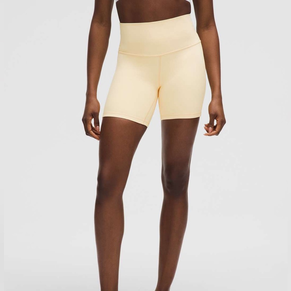 lululemon buttercream yellow trending biker shorts